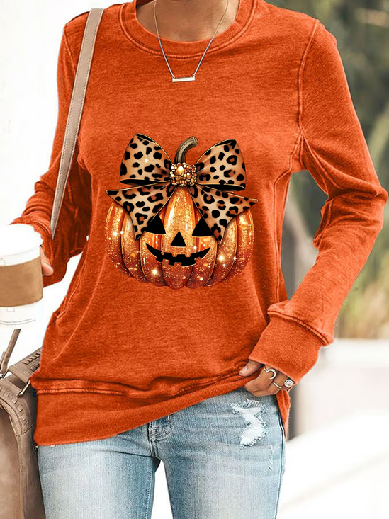 Lässig Rundhals Halloween (Kürbis) Sweatshirt