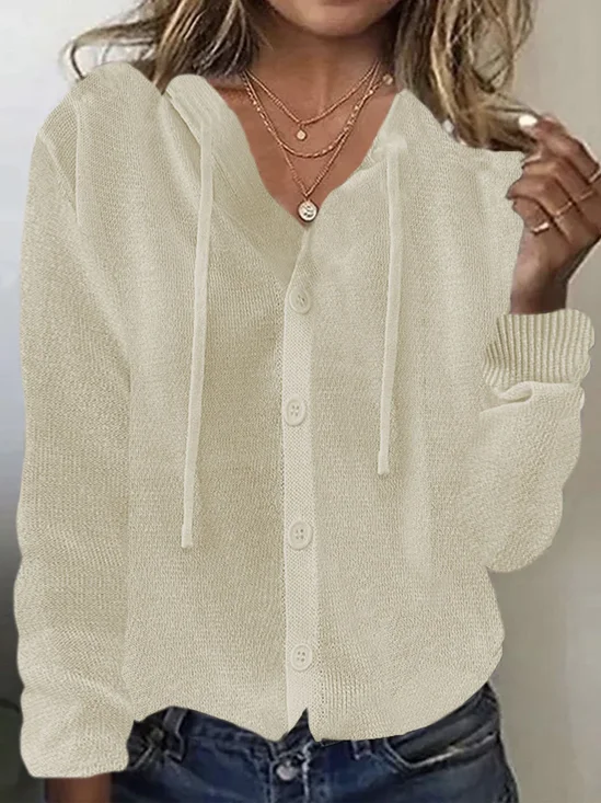 Damen Garn/Wollgarn Unifarben Langarm Bequem Lässig Schnalle Strickjacke