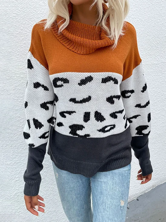 Damen Garn/Wollgarn Gestreift Langarm Bequem Lässig Pullover