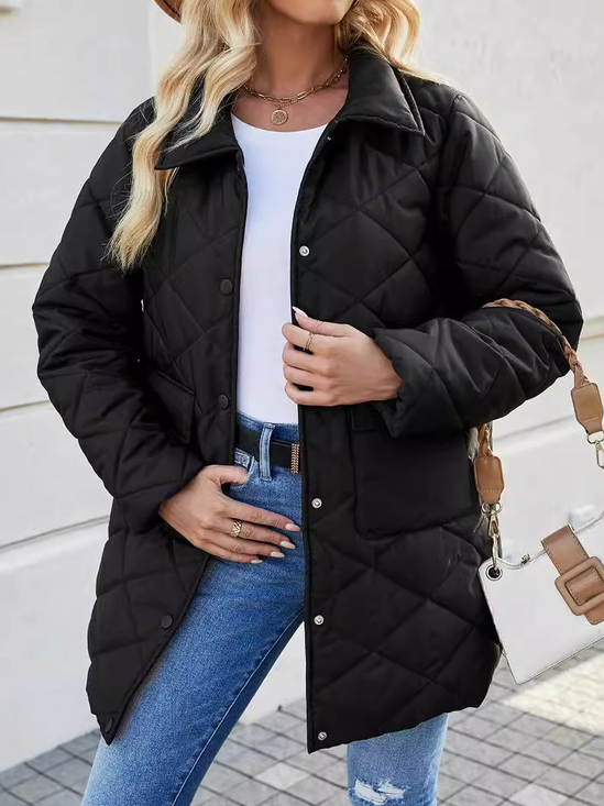 Damen Unifarben verdicken Weit Gepolstert Jacke