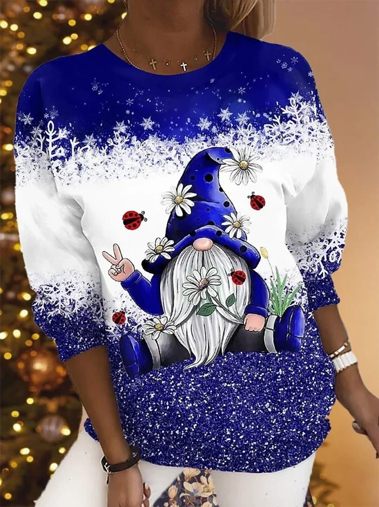 Lässig Rundhals Weihnachten Sweatshirt Reißverschluss