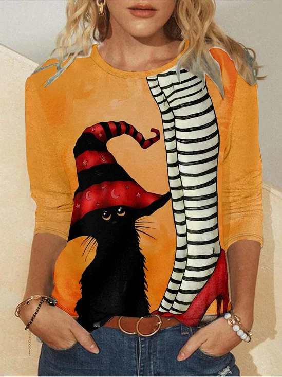Lässig Halloween Rundhals Langarm T-Shirt