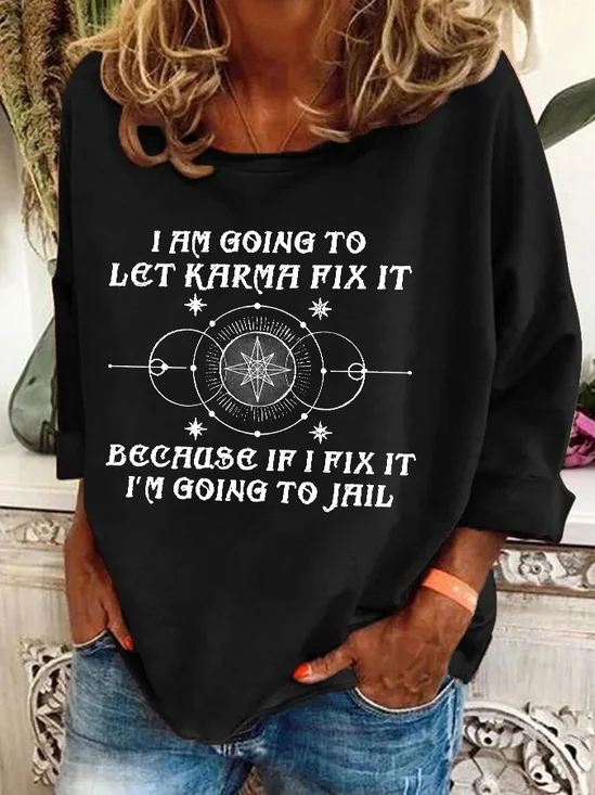 Lässig Rundhals Textbriefe Sweatshirt