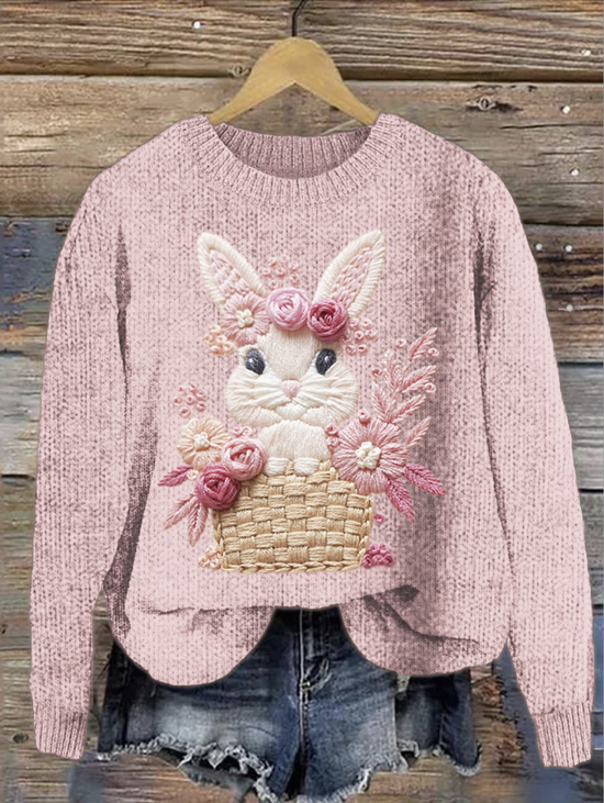 Damen Gestrickt Ahornblatt Langarm Bequem Lässig Pullover
