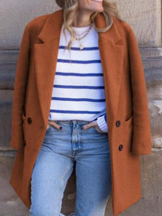 Damen Unifarben Regelmäßig Weit Jacke