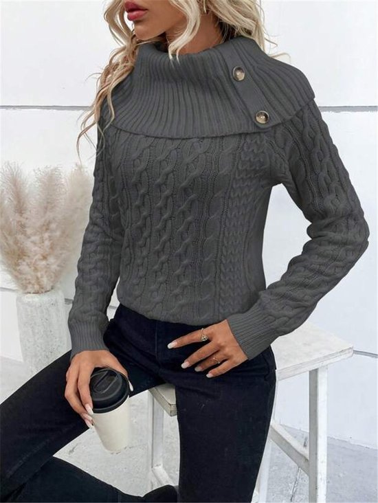 Damen Garn/Wollgarn Unifarben Langarm Bequem Lässig Pullover