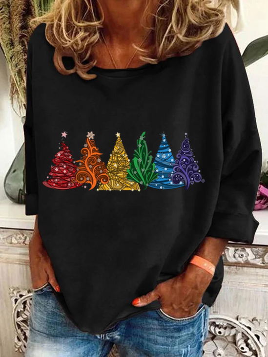 Lässig Rundhals Weihnachten Sweatshirt