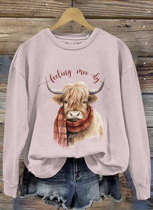 Lässig Rundhals Tier Sweatshirt