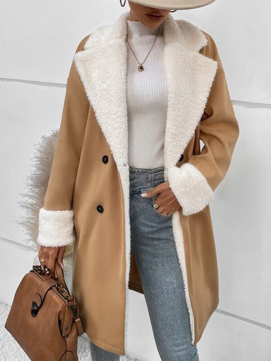 Damen Unifarben verdicken Weit Jacke