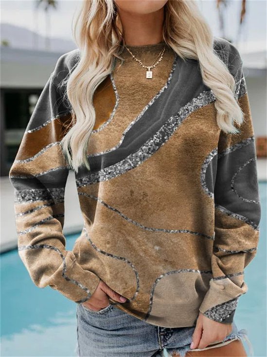 Lässig Rundhals Abstrakt Sweatshirt