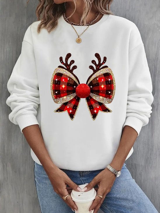 Lässig Rundhals Weihnachten Sweatshirt
