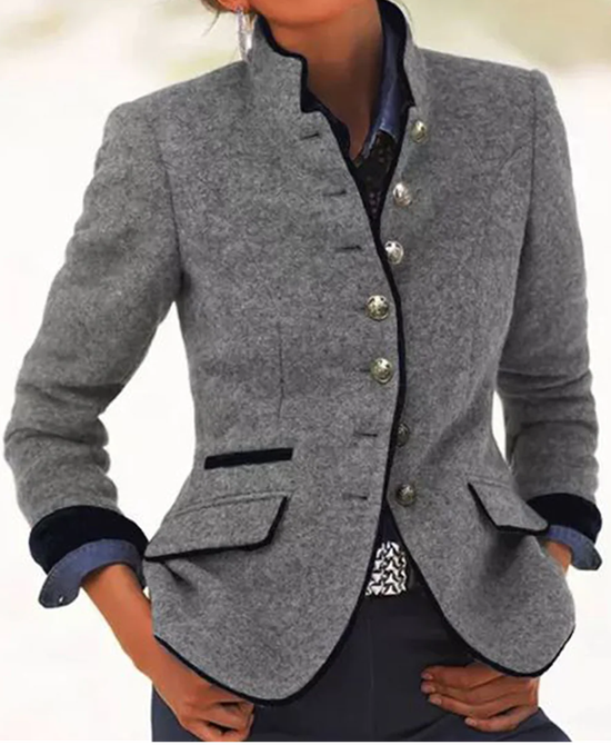 Damen Frühling/Herbst Oberbekleidung Retro Unifarben Langarm Mock Neck Jacke