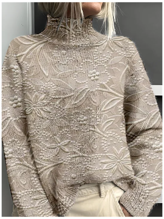Retro Mock Neck 3d Drucken Sweatshirt
