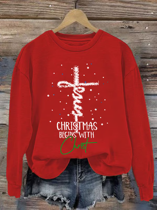 Lässig Rundhals Weihnachten Sweatshirt