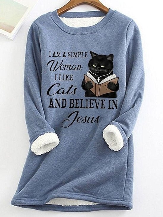 Lässig Rundhals Buchstabenmuster Sweatshirt