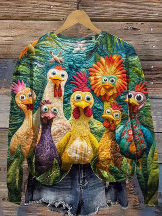 Lässig Rundhals Tier Sweatshirt