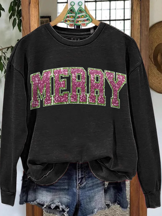 Lässig Rundhals Weihnachten Sweatshirt