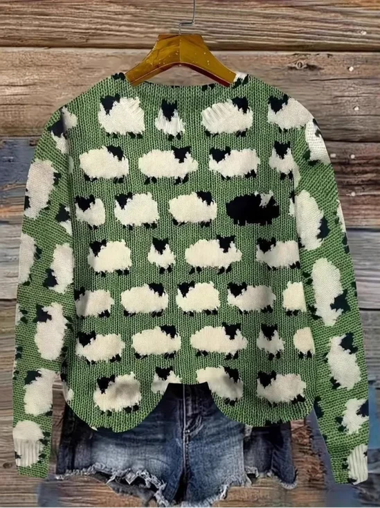 Lässig Rundhals Tier Sweatshirt