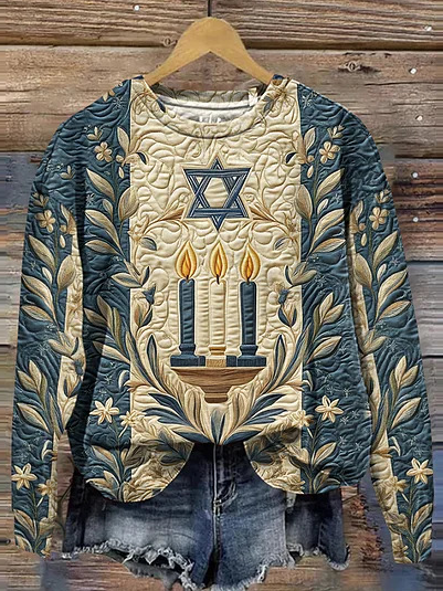 Lässig Rundhals Geometrisch Sweatshirt