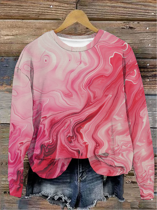 Lässig Rundhals Abstrakt Sweatshirt
