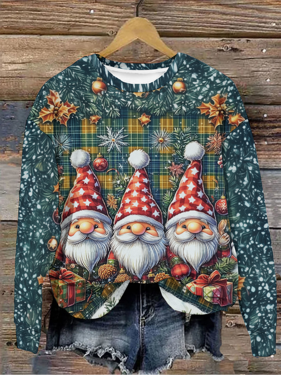 Lässig Rundhals Weihnachten Sweatshirt