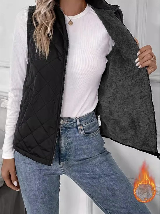 Damen Unifarben Vlies Weit Tanktop