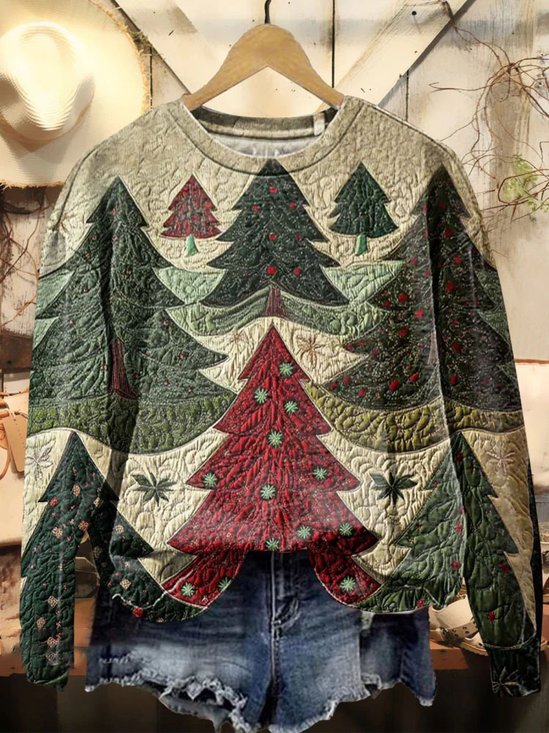 Lässig Rundhals Weihnachten Sweatshirt