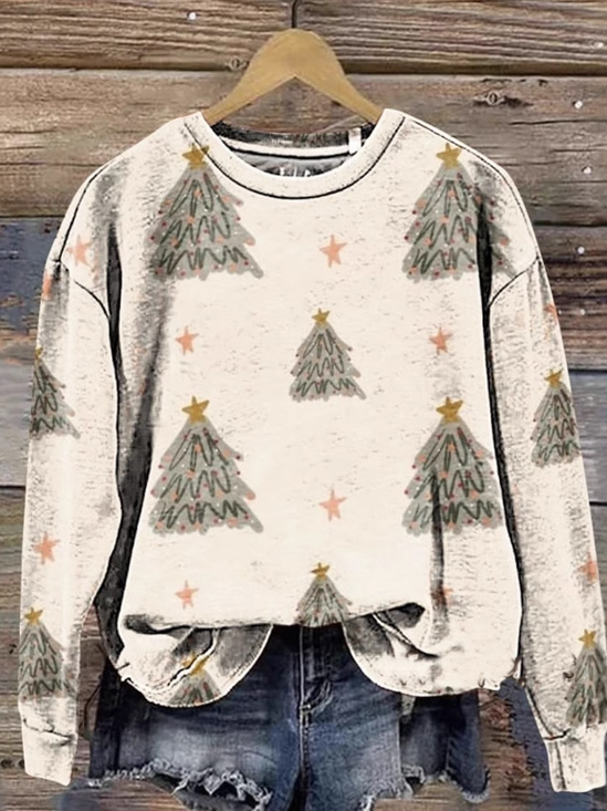 Lässig Rundhals Weihnachten Sweatshirt