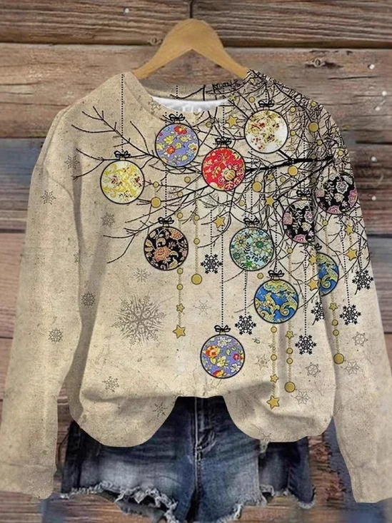 Lässig Rundhals Geblümt Sweatshirt
