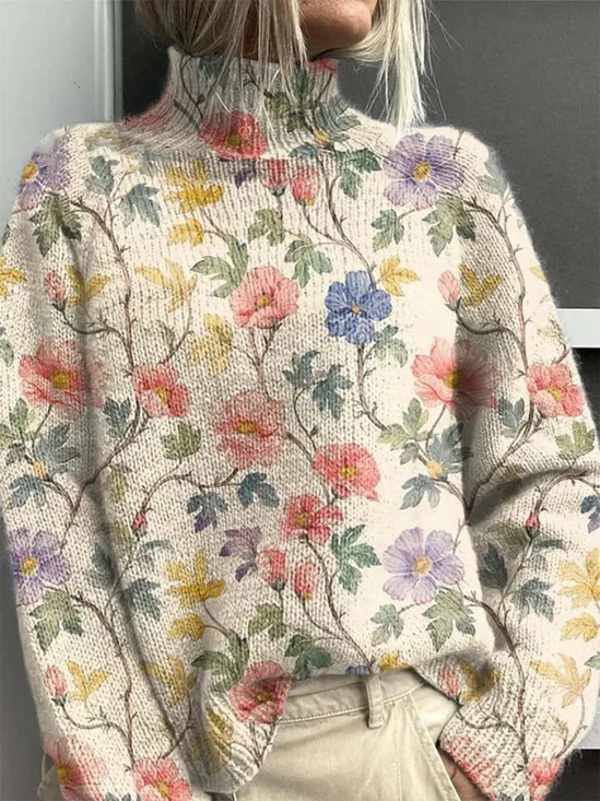 Retro Mock Neck 3d Drucken Sweatshirt