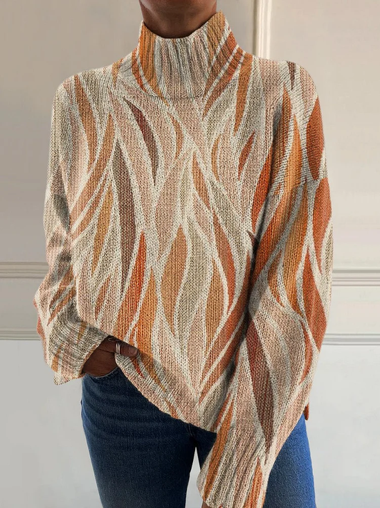 Lässig Rollkragen Geometrisch Sweatshirt