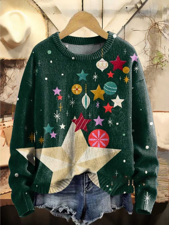 Lässig Rundhals Weihnachten Sweatshirt