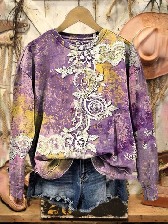 Lässig Rundhals Abstrakt Sweatshirt