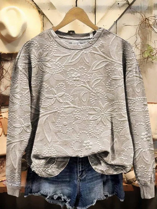 Retro Rundhals 3d Drucken Sweatshirt