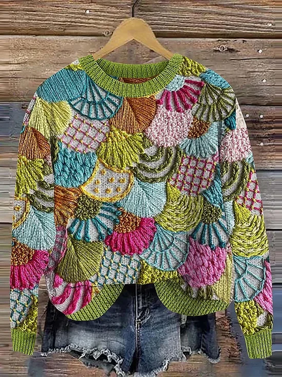 Lässig Rundhals Geometrisch Sweatshirt