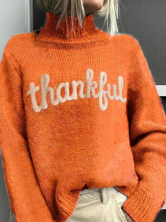 Lässig Rollkragen Textbriefe Sweatshirt
