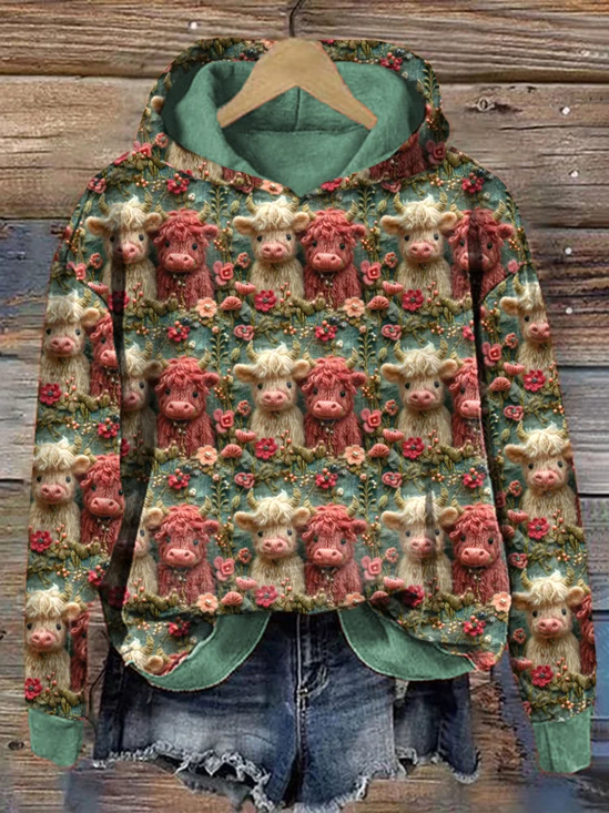 Lässig Kapuze Tier Sweatshirt