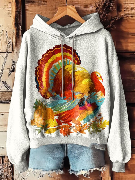 Lässig Kapuze Truthahn Sweatshirt