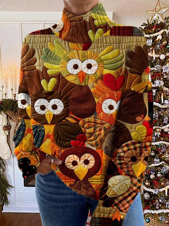 Lässig Rollkragen Truthahn Sweatshirt