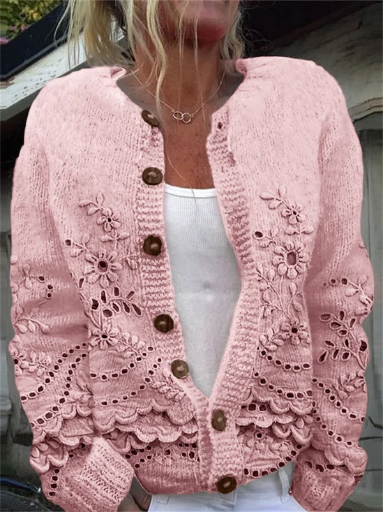 Damen Gestrickt 3d Drucken Langarm Bequem Lässig Strickjacke