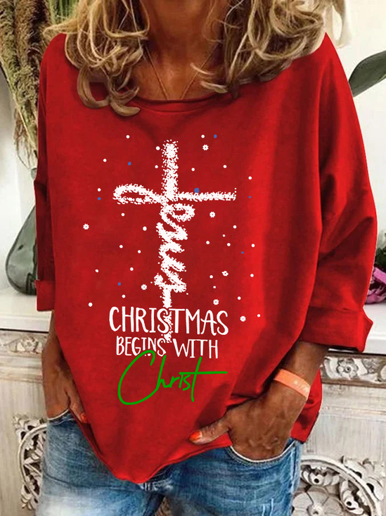 Lässig Rundhals Weihnachten Sweatshirt