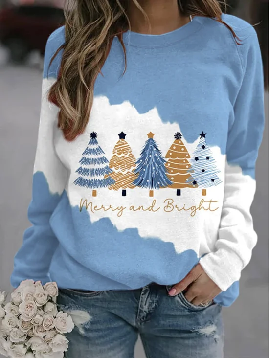 Lässig Rundhals Textbriefe Sweatshirt