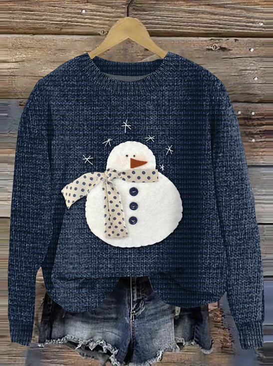 Damen Wolle/Stricken Tier Langarm Bequem Lässig Pullover