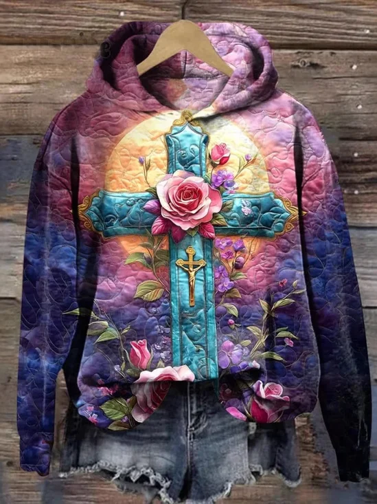 Lässig Kapuze Geometrisch Sweatshirt