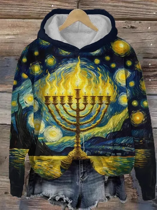 Lässig Kapuze Geometrisch Sweatshirt