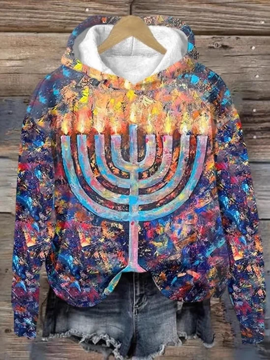 Lässig Kapuze Geometrisch Sweatshirt