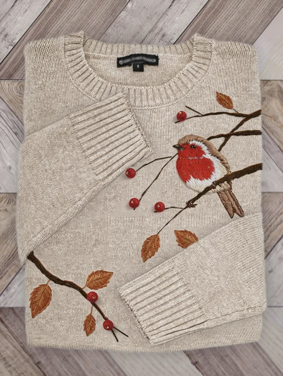 Damen Wolle/Stricken Tier Langarm Bequem Lässig Pullover