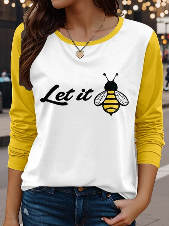 Lässig Tier Rundhals Langarm T-Shirt