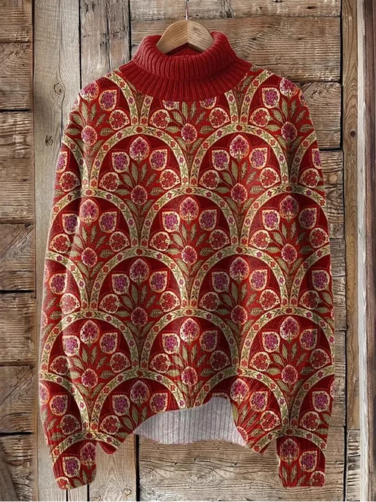 Lässig Rollkragen Ethnisch Sweatshirt