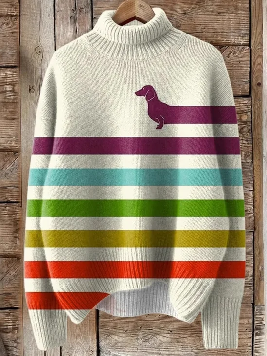 Lässig Rollkragen Tier Sweatshirt